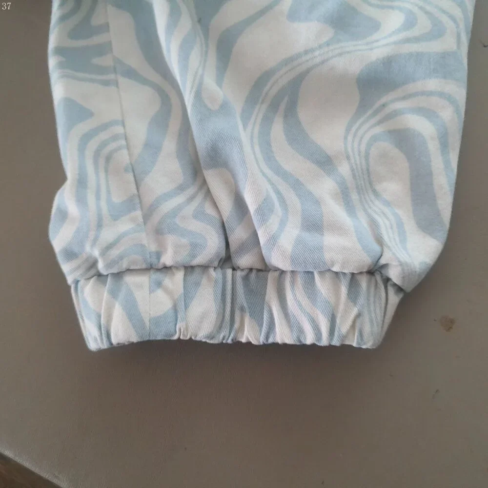 FOREVER 21+ Button & Zip Elastic Waist White w/Light Blue Swirl Design Pants 1XL - Picture 13 of 13